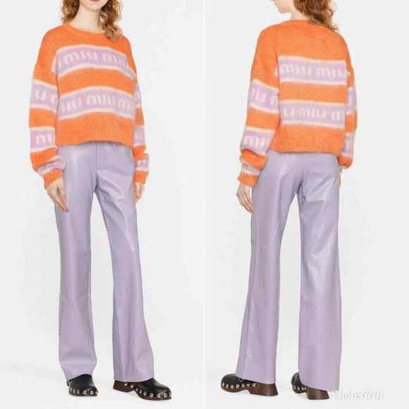 Rotate Birger Christensen Lilac Faux Leather Trousers NWOT Size 6